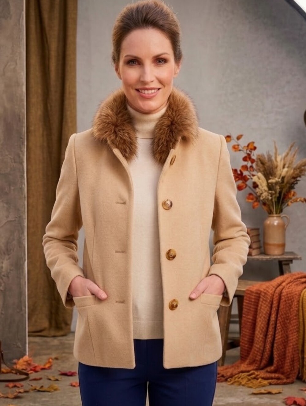 😍Ann Taylor Women's Beige Wool Jacket Size 10